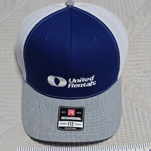 NWT United Rentals Richardson 112 Trucker Hat Snapback Navy Gray White Mesh cap